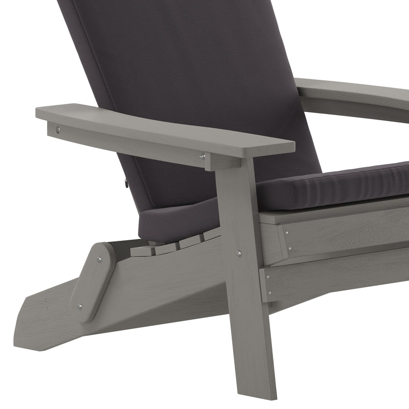 Riviera Set of 2 Weather Resistant Folding Adirondack Patio Chairs With Vertical Lattice Backs and Comfort Foam Cushions