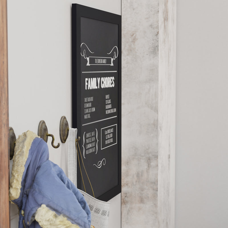 Magda 24" x 36" Black Wall Mount Magnetic Chalkboard Sign, Hanging Wall Chalkboard Memo Board