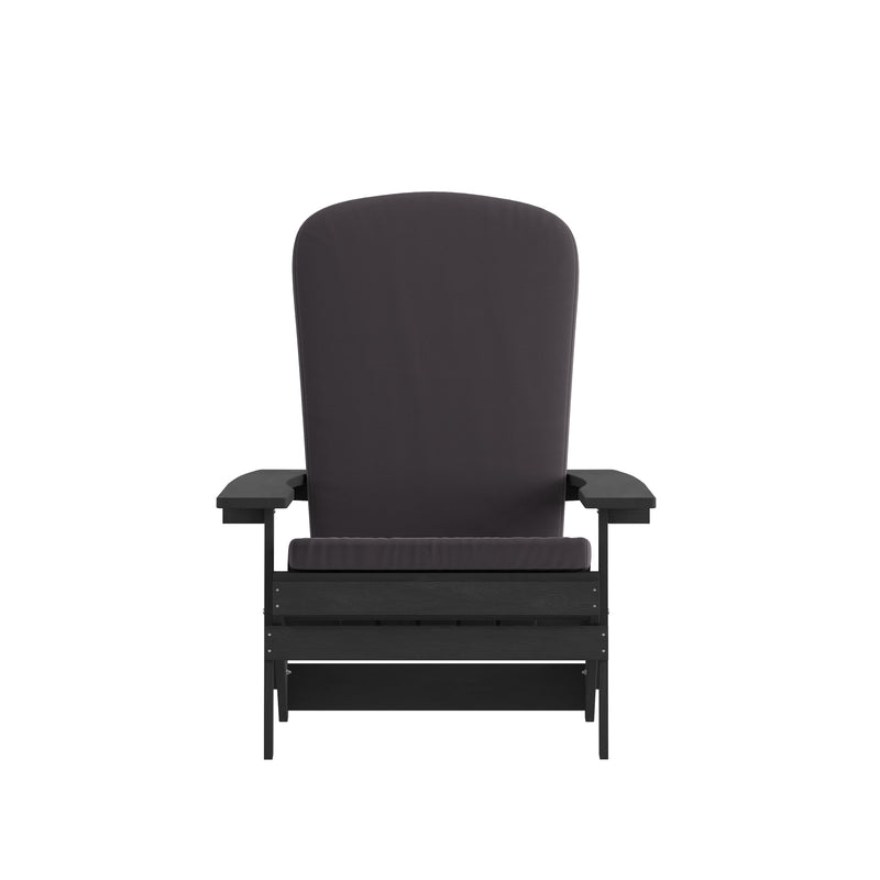 Riviera Set of 2 Weather Resistant Folding Adirondack Patio Chairs With Vertical Lattice Backs and Comfort Foam Cushions