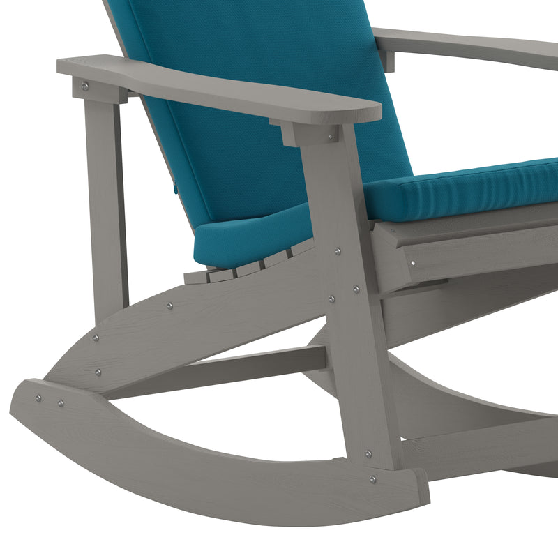 Atlantic All-Weather Polyresin Adirondack Rocking Chair with Vertical Slats and Weather Resistant Cushions