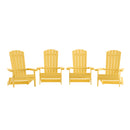Set of 4 Riviera Poly Resin Folding Adirondack Lounge Chair - All-Weather Indoor/Outdoor Patio Chair