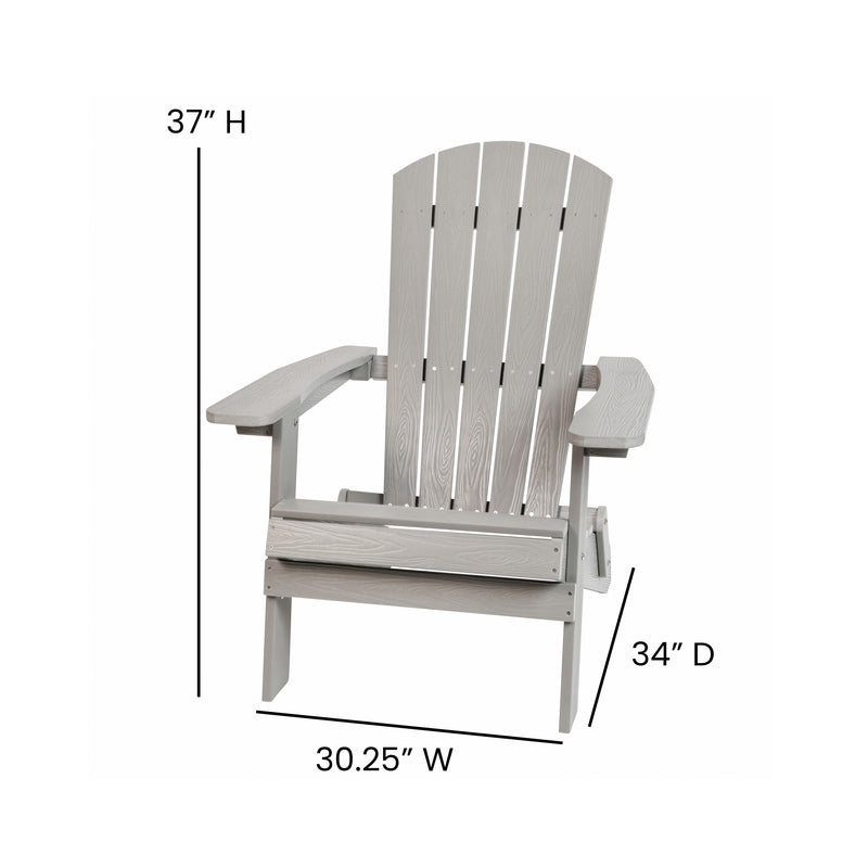 Riviera Set of 2 Weather Resistant Folding Adirondack Patio Chairs With Vertical Lattice Backs and Comfort Foam Cushions