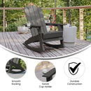 Ridley Adirondack Rocking Chair with Cup Holder, Weather Resistant HDPE Adirondack Rocking Chair in Gray