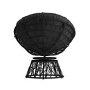 Foley Papasan Style Woven Wicker Swivel Patio Chair in Black with Removable All-Weather Black Cushion