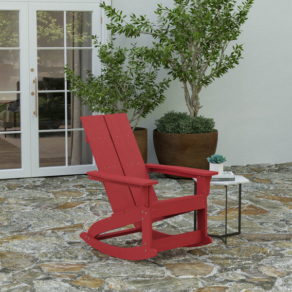 Wellington UV Treated All-Weather Polyresin Adirondack Rocking Chair for Patio, Sunroom, Deck and More