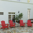 Nassau Adirondack Chair with Cup Holder, Weather Resistant HDPE Adirondack Chair in Red, Set of 4