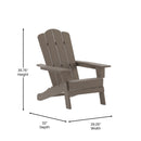 Nassau Adirondack Chair with Cup Holder, Weather Resistant HDPE Adirondack Chair in Brown