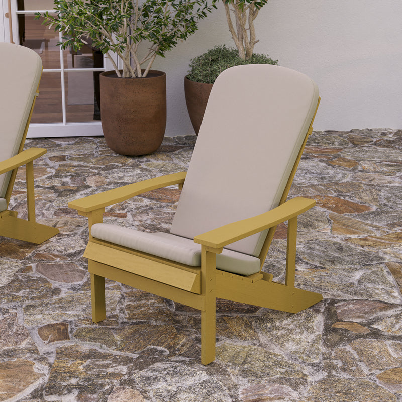 Riviera Set of 2 Weather Resistant Adirondack Patio Chairs With Vertical Lattice Backs and Comfort Foam Cushions