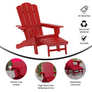 Nassau Adirondack Chair with Cup Holder and Pull Out Ottoman, All-Weather HDPE Indoor/Outdoor Lounge Chair