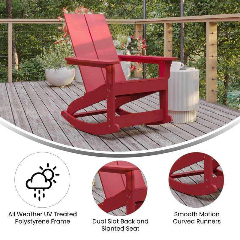 Set of 2 Wellington UV Treated All-Weather Polyresin Adirondack Rocking Chairs