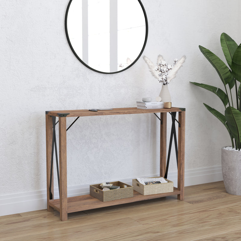 Green River Modern Farmhouse Engineered Wood Entryway Table and Powder Coated Steel Accents