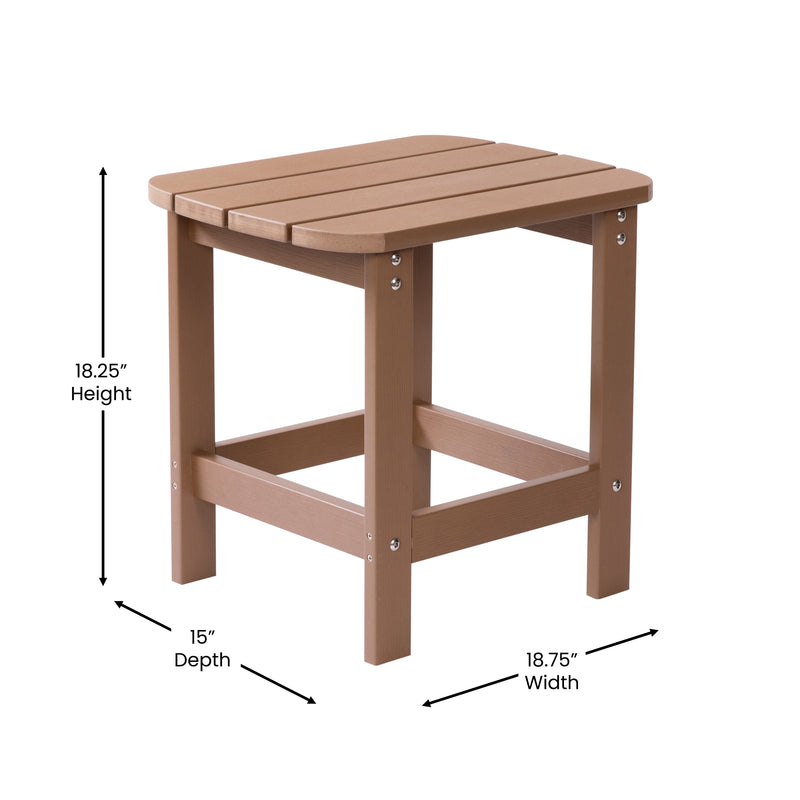 Riviera Poly Resin Indoor/Outdoor All-Weather Adirondack Side Table in Gray