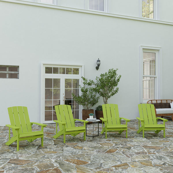 Set of 4 Riviera Adirondack Patio Chairs With Vertical Lattice Back And Weather Resistant Frame