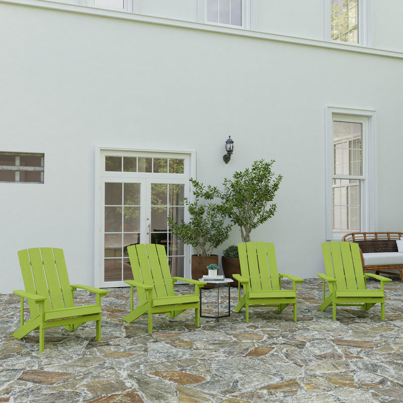 Set of 4 Riviera Adirondack Patio Chairs With Vertical Lattice Back And Weather Resistant Frame