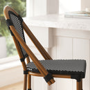 Sacha Set of Two Stacking French Bistro Bar Stools with PE Seats and Back and Bamboo Finished Metal Frames for Indoor/Outdoor Use