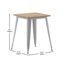 Dryden Indoor/Outdoor Dining Table, 23.75" Square All Weather Poly Resin Top with Steel Base