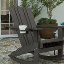 Ridley Adirondack Rocking Chair with Cup Holder, Weather Resistant HDPE Adirondack Rocking Chair, Set of 2