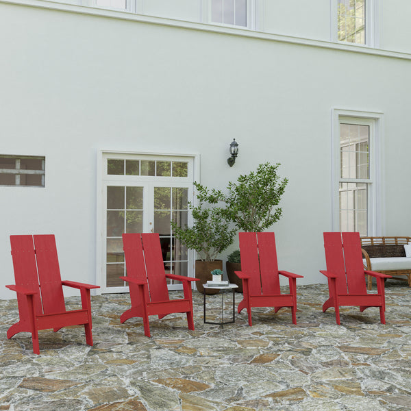 Set of 4 Piedmont Modern All-Weather Poly Resin Wood Adirondack Chairs