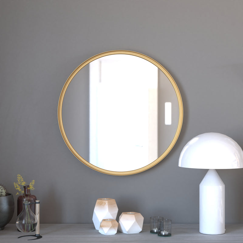 Monaco Round Deep Frame Accent Mirror Round Metal Framed Wall Mount Mirror