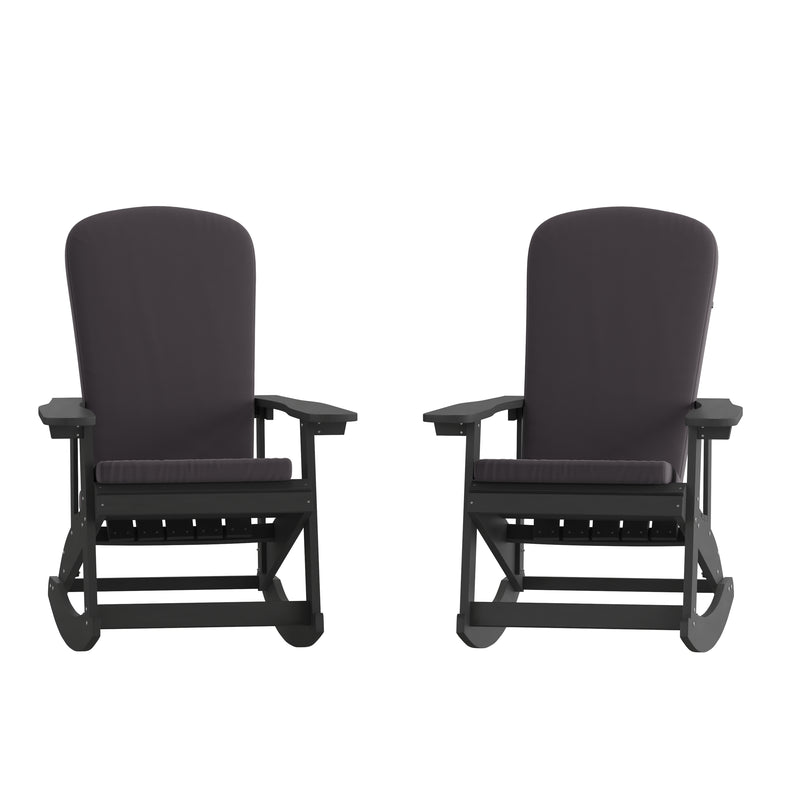 Atlantic All-Weather Polyresin Adirondack Rocking Chair with Vertical Slats and Weather Resistant Cushions
