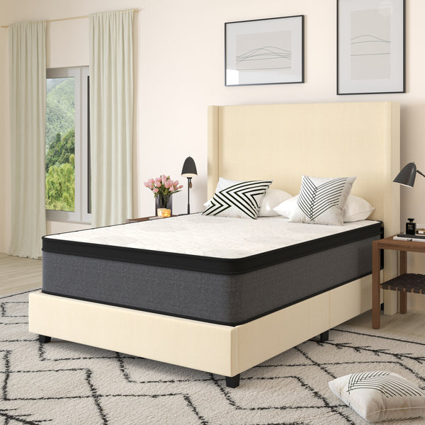 Lofton 13" Euro Top Mattress in a Box with Hybrid Pocket Spring and Foam Design for Supportive Pressure Relief