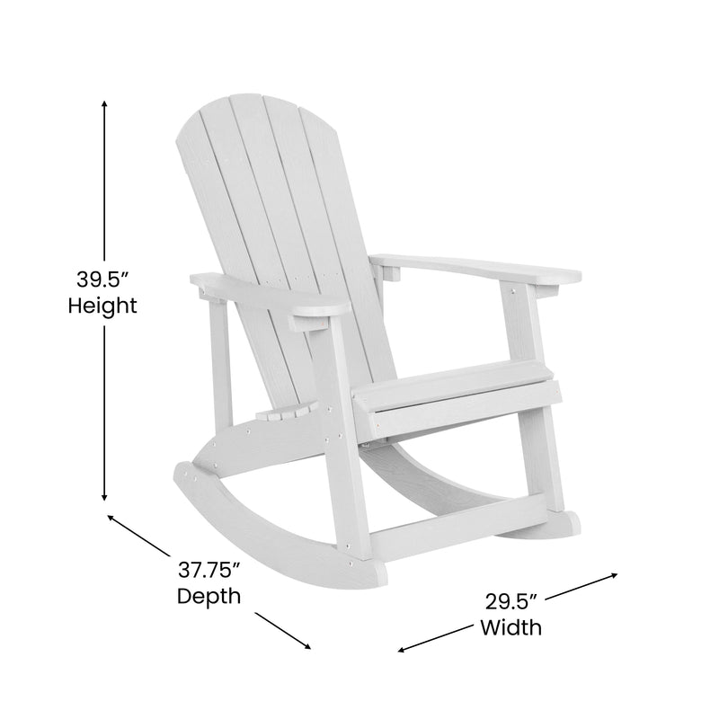Atlantic All-Weather Polyresin Adirondack Rocking Chair with Vertical Slats and Weather Resistant Cushions