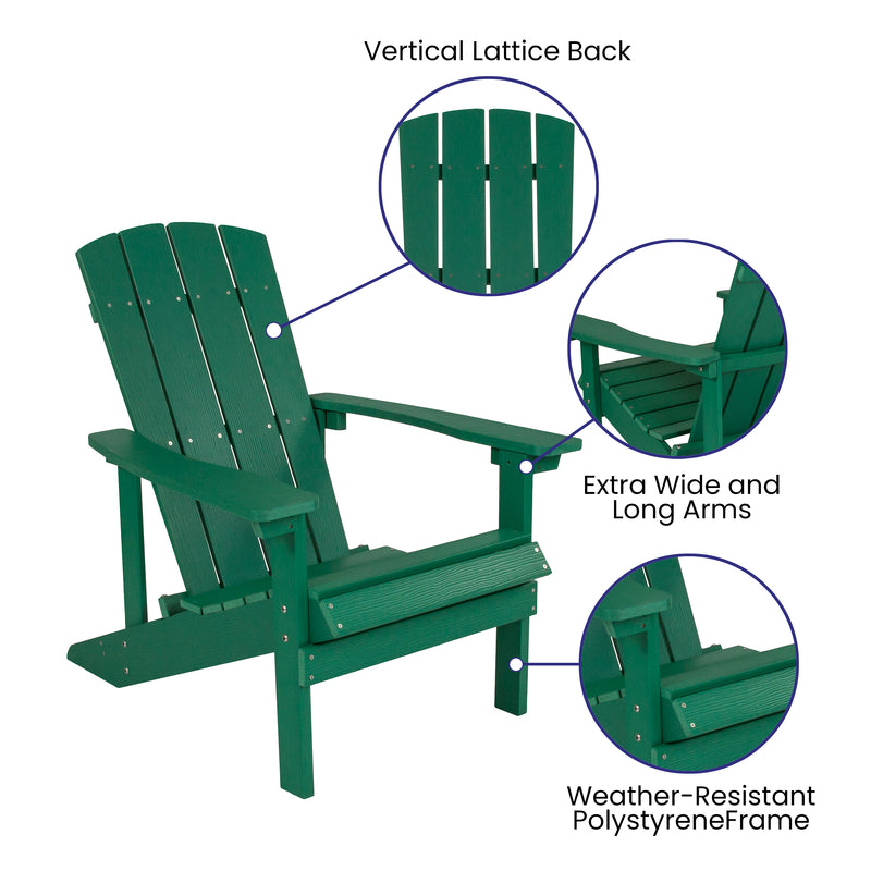 Riviera Set of 2 Weather Resistant Adirondack Patio Chairs With Vertical Lattice Backs and Comfort Foam Cushions