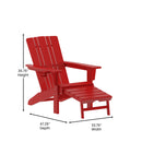 Ridley Adirondack Chair with Cup Holder and Pull Out Ottoman, All-Weather HDPE Indoor/Outdoor Lounge Chair, Set of 2