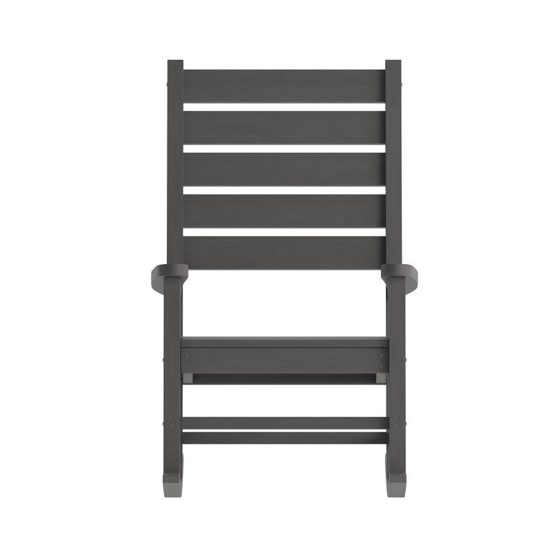 Fielder Contemporary Rocking Chair, All-Weather HDPE Indoor/Outdoor Rocker in Gray