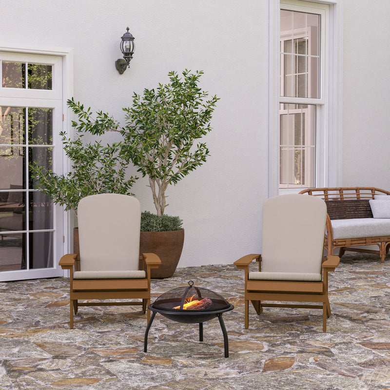 Riviera Set of 2 Weather Resistant Adirondack Patio Chairs With Vertical Lattice Backs and Comfort Foam Cushions