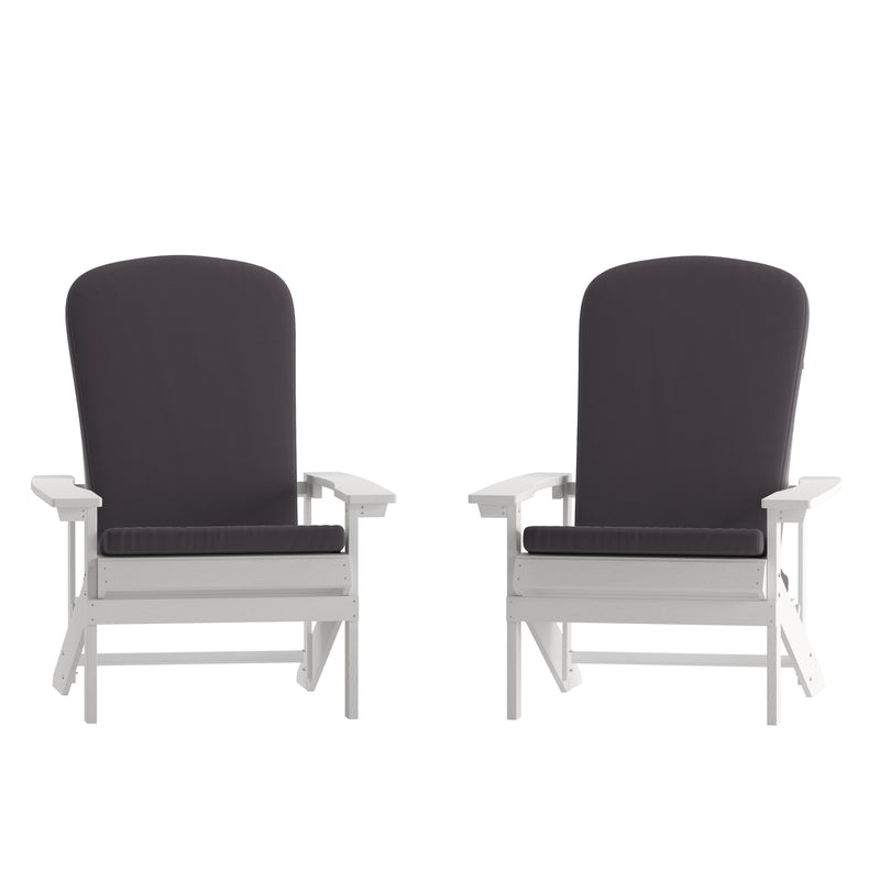 Riviera Set of 2 Weather Resistant Adirondack Patio Chairs With Vertical Lattice Backs and Comfort Foam Cushions