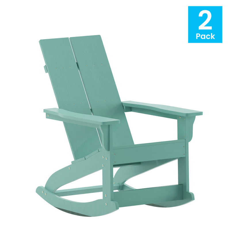 Set of 2 Wellington UV Treated All-Weather Polyresin Adirondack Rocking Chairs