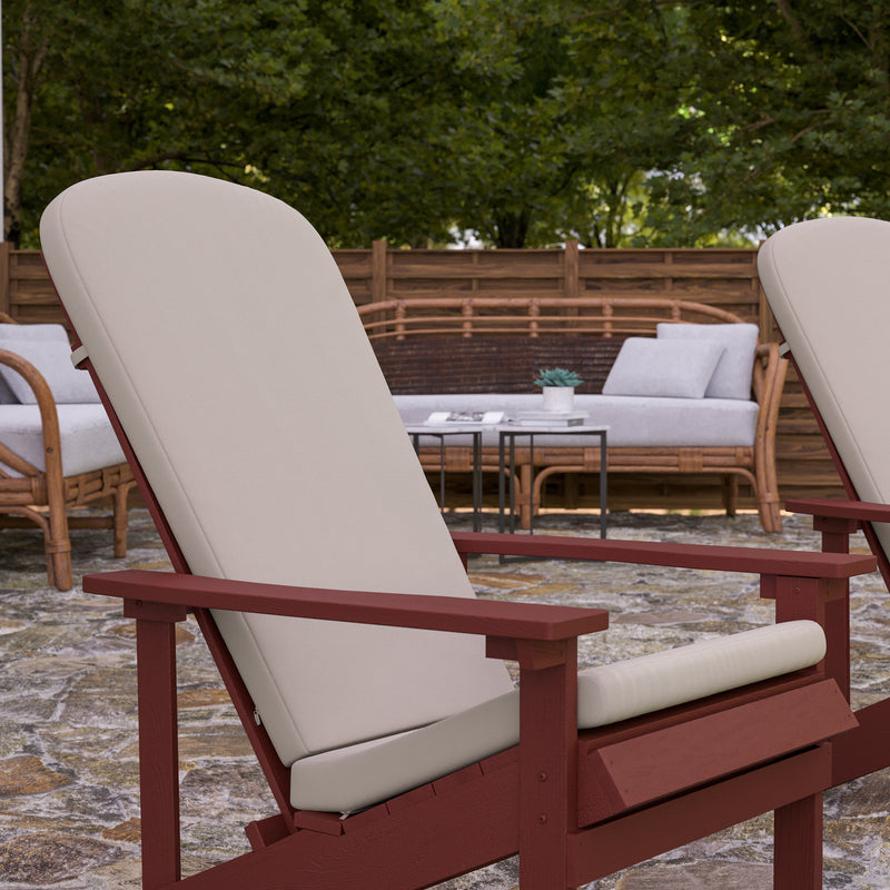 Riviera Set of 2 Weather Resistant Adirondack Patio Chairs With Vertical Lattice Backs and Comfort Foam Cushions
