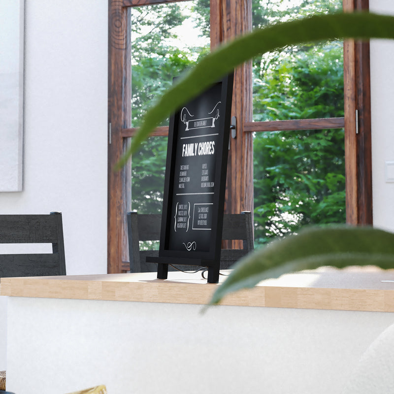 Magda Set of 10 Wall Mount or Tabletop Magnetic Chalkboards with Folding Metal Legs in Black, 12" x 17"