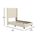 Bramlett Modern Platform Bed Frame with Padded Faux Linen Upholstered Wingback Headboard and Wood Support Slats