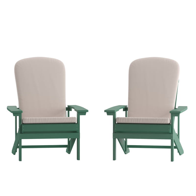 Riviera Set of 2 Weather Resistant Adirondack Patio Chairs With Vertical Lattice Backs and Comfort Foam Cushions