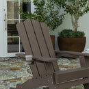 Nassau Adirondack Chair with Cup Holder, Weather Resistant HDPE Adirondack Chair in Brown, Set of 4