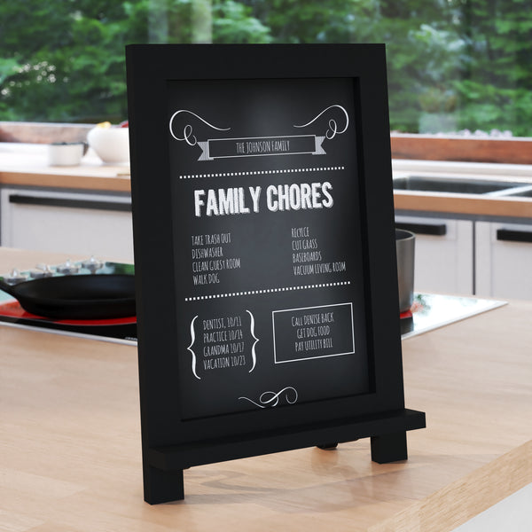Magda Set of 10 Wall Mount or Tabletop Magnetic Chalkboards with Folding Metal Legs in Black,  9.5" x 14"
