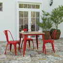 Dryden Indoor/Outdoor Dining Table, 31.5" Square All Weather Poly Resin Top with Steel Base