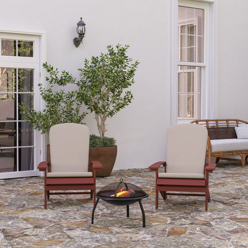 Riviera Set of 2 Weather Resistant Adirondack Patio Chairs With Vertical Lattice Backs and Comfort Foam Cushions