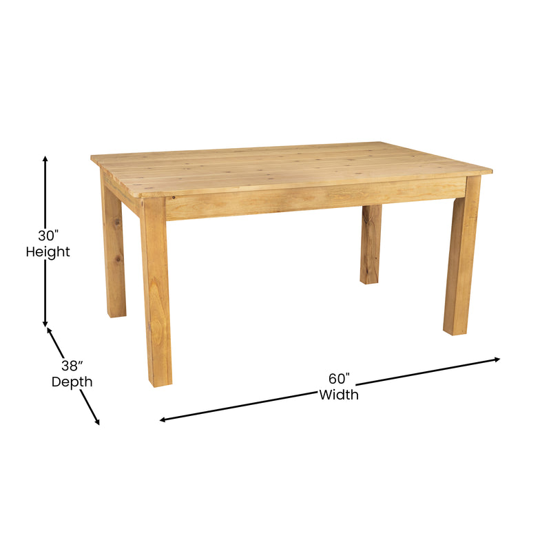 Jessamine 60" x 38" Rectangular Solid Pine Farm Dining Table