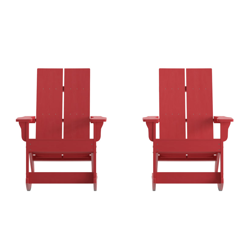 Set of 2 Wellington UV Treated All-Weather Polyresin Adirondack Rocking Chairs