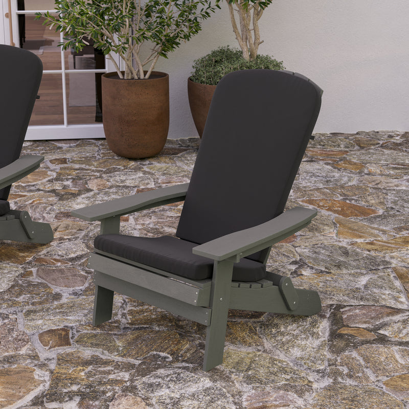 Riviera Set of 2 Weather Resistant Folding Adirondack Patio Chairs With Vertical Lattice Backs and Comfort Foam Cushions