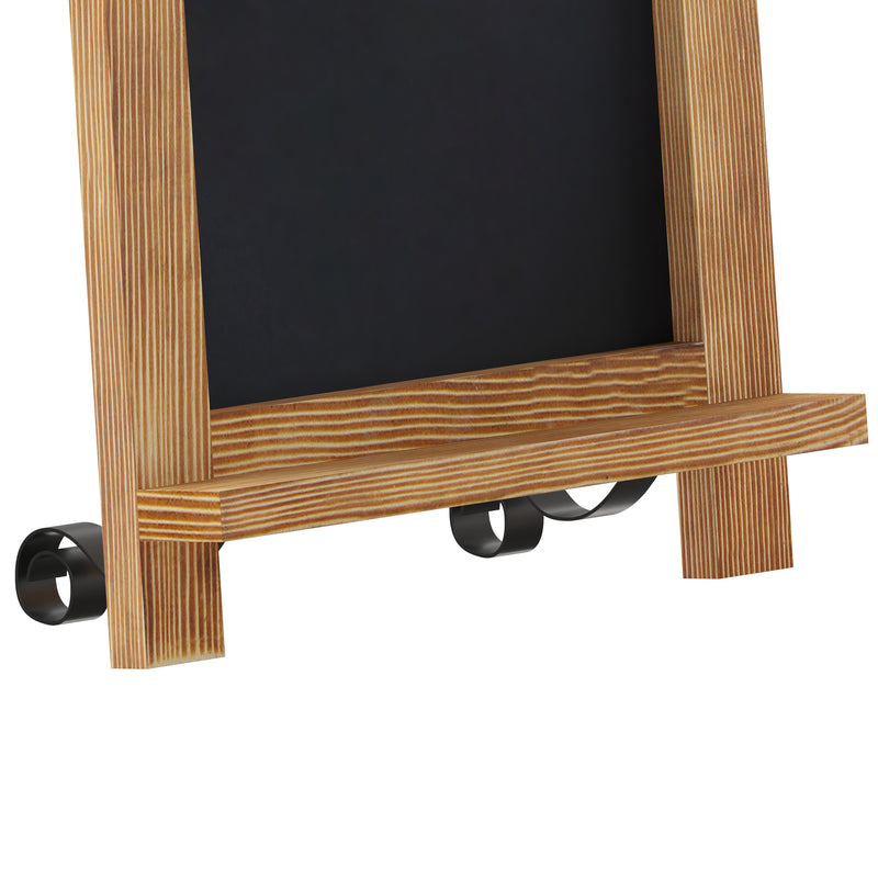 Magda Set of 10 Wall Mount or Tabletop Magnetic Chalkboards with Folding Metal Legs in Torched Wood,  9.5" x 14"