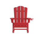 Ridley Adirondack Rocking Chair with Cup Holder, Weather Resistant HDPE Adirondack Rocking Chair in Red, Set of 2