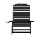 Gaylord Adjustable Adirondack Lounger with Cup Holder- All-Weather Indoor/Outdoor HDPE Lounge Chair in Black