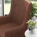 Regal Traditional Wingback Accent Chair, Faux Leather Upholstery and Wooden Frame and Legs