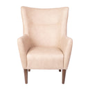 Regal Traditional Wingback Accent Chair, Faux Leather Upholstery and Wooden Frame and Legs