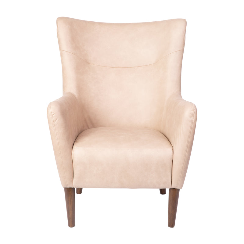 Regal Traditional Wingback Accent Chair, Faux Leather Upholstery and Wooden Frame and Legs