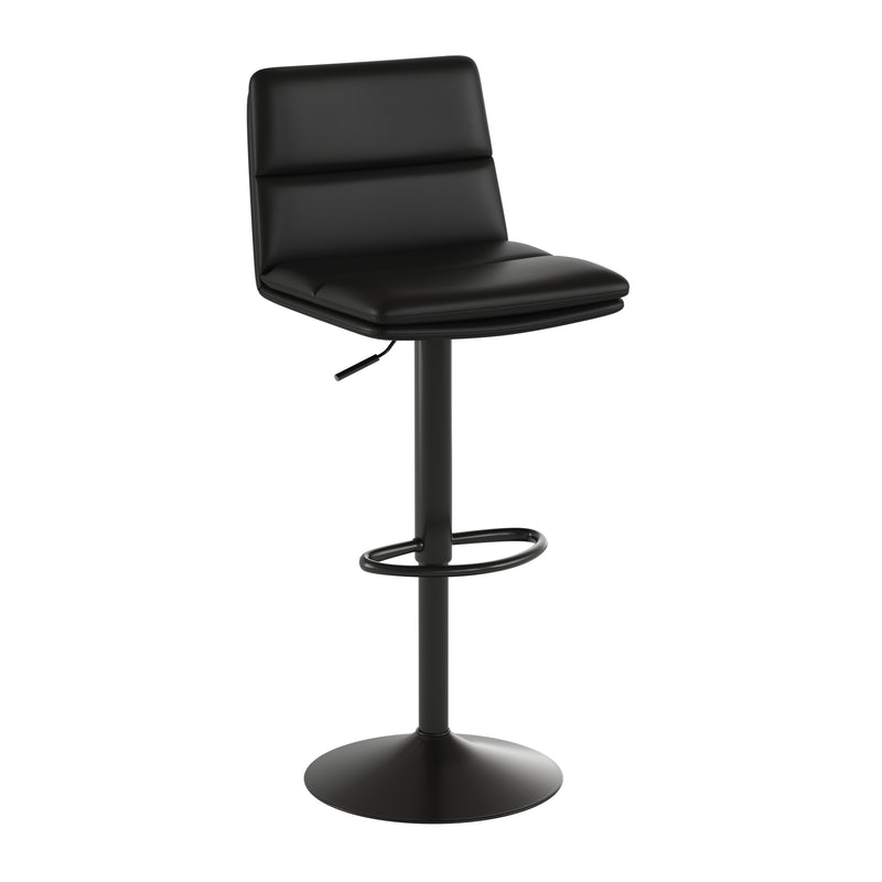 Keene Set of 2 Modern Faux Leather Upholstered Adjustable Height Bar Stools with Sturdy Iron Bases
